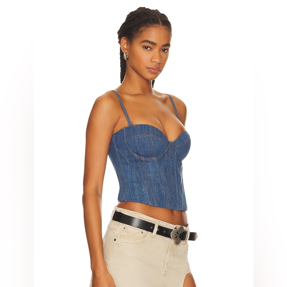 Fleur Du Mal Denim Bustier in Medium Wash Denim- XS sz 2